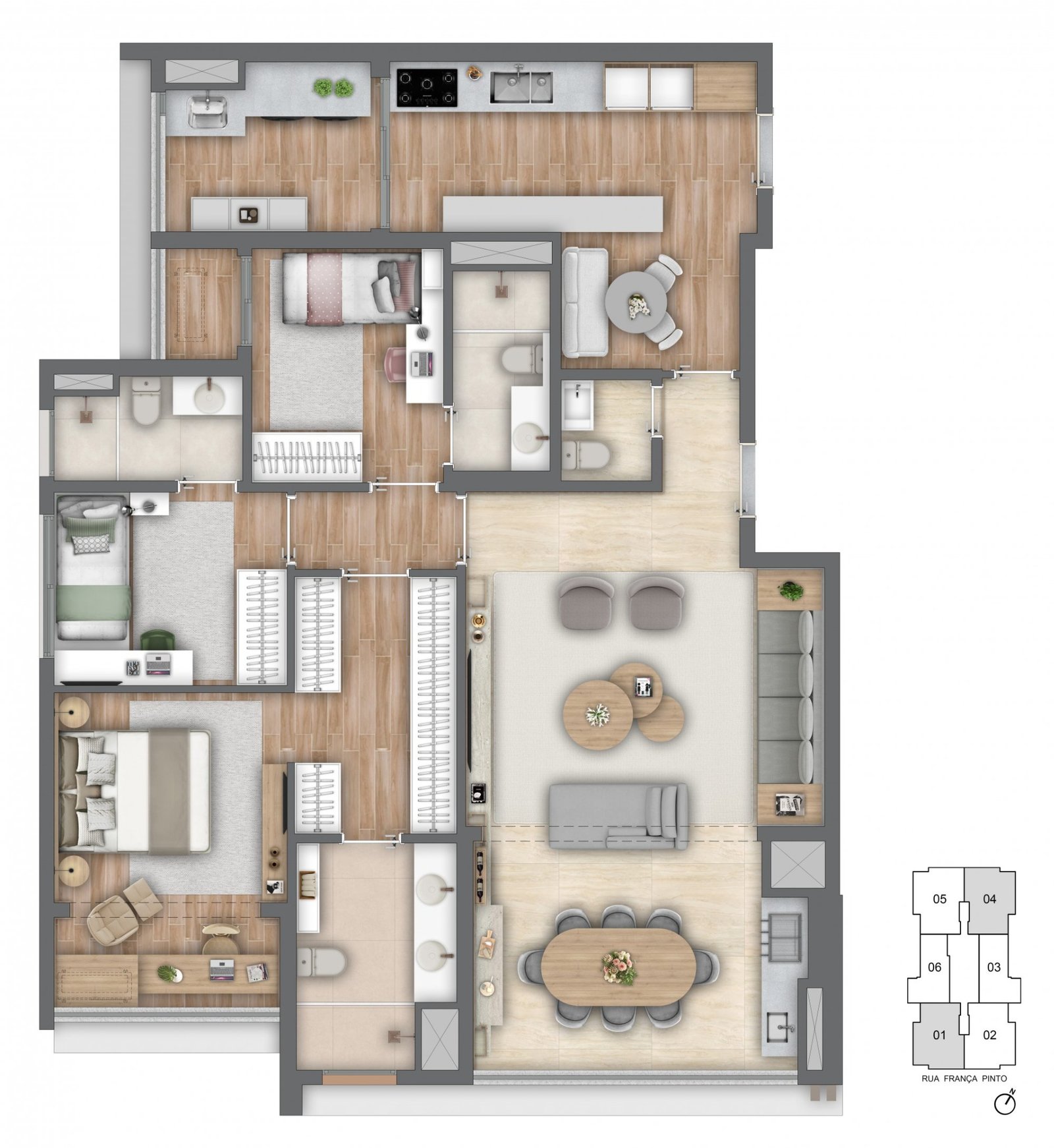 Planta do decorado de 125 m²